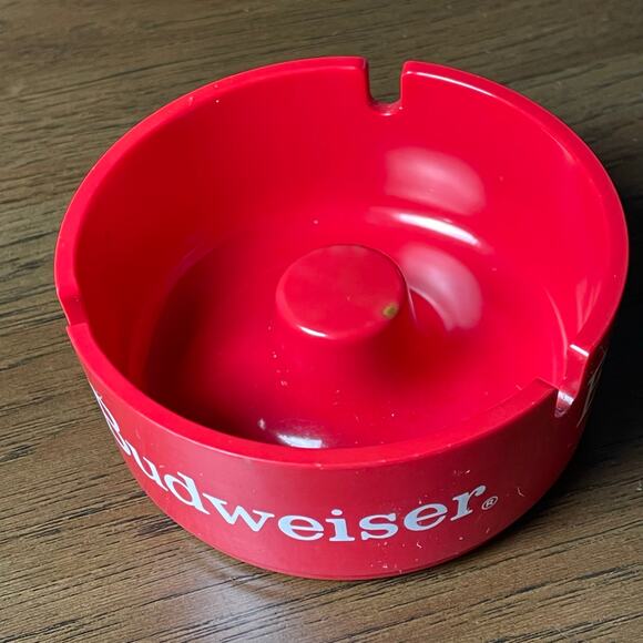 Vintage Budweiser Beer Ashtray Red Plastic 1980s Bar Bud Advertisement American - Picture 14 of 16